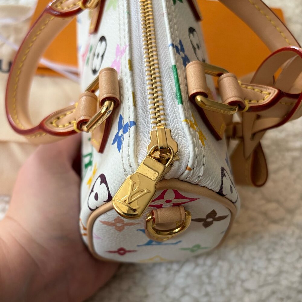 NWT Louis Vuitton X Takashi Murakami 2025 Nano Speedy White Multicolor - Picture 6 of 9